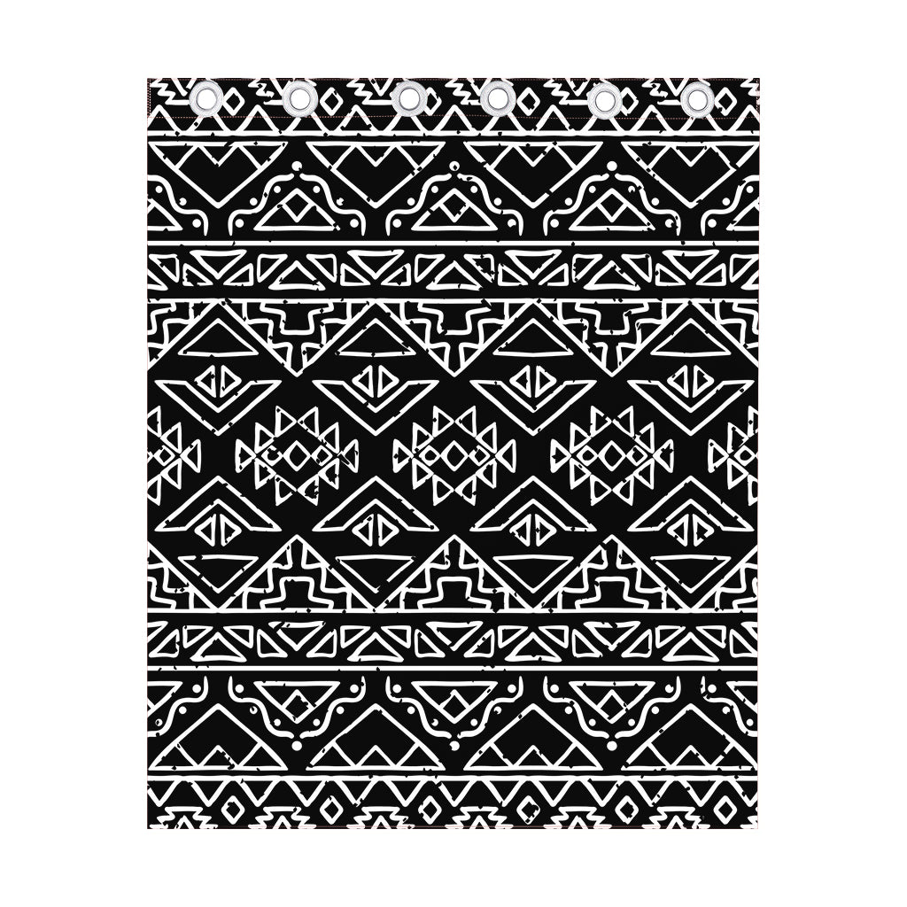 Black Ethnic Aztec Pattern Print Curtain
