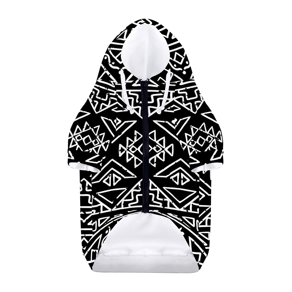 Black Ethnic Aztec Pattern Print Dog Zip Up Hoodie