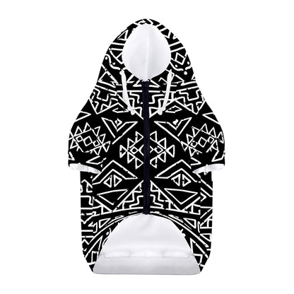 Black Ethnic Aztec Pattern Print Dog Zip Up Hoodie
