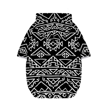 Black Ethnic Aztec Pattern Print Dog Zip Up Hoodie