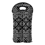 Black Ethnic Aztec Pattern Print Double Neoprene Wine Tote