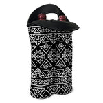 Black Ethnic Aztec Pattern Print Double Neoprene Wine Tote