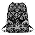 Black Ethnic Aztec Pattern Print Drawstring Backpack