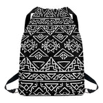 Black Ethnic Aztec Pattern Print Drawstring Backpack