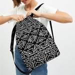 Black Ethnic Aztec Pattern Print Drawstring Backpack