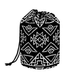 Black Ethnic Aztec Pattern Print Drawstring Makeup Bag
