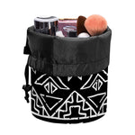 Black Ethnic Aztec Pattern Print Drawstring Makeup Bag