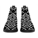 Black Ethnic Aztec Pattern Print Flat Ankle Boots