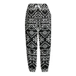 Black Ethnic Aztec Pattern Print Fleece Lined Knit Pants