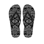 Black Ethnic Aztec Pattern Print Flip Flops