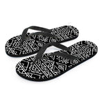 Black Ethnic Aztec Pattern Print Flip Flops