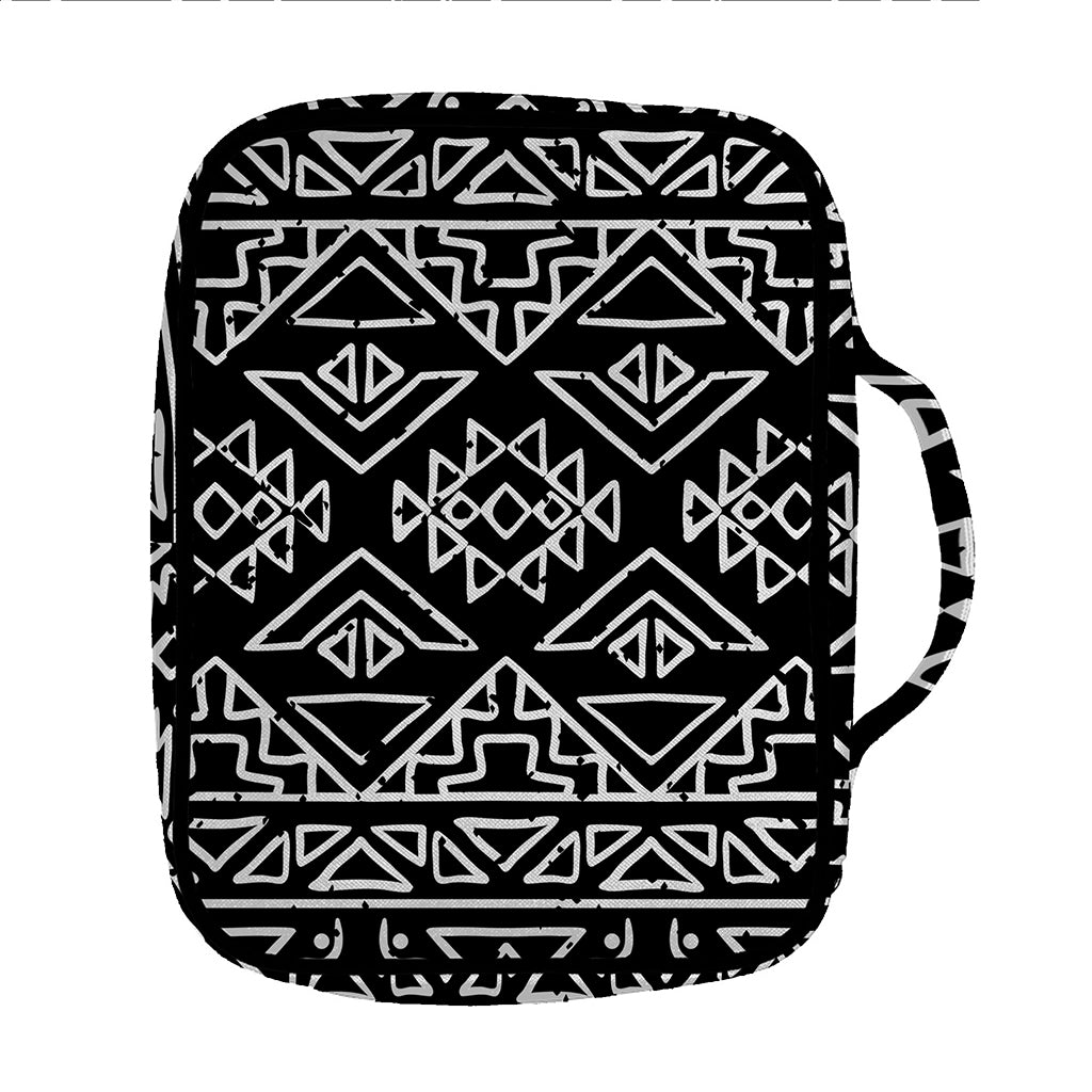 Black Ethnic Aztec Pattern Print Front Pocket Bible Bag