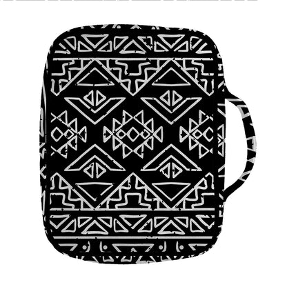 Black Ethnic Aztec Pattern Print Front Pocket Bible Bag