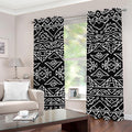Black Ethnic Aztec Pattern Print Grommet Curtains