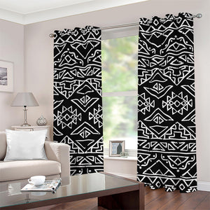 Black Ethnic Aztec Pattern Print Grommet Curtains