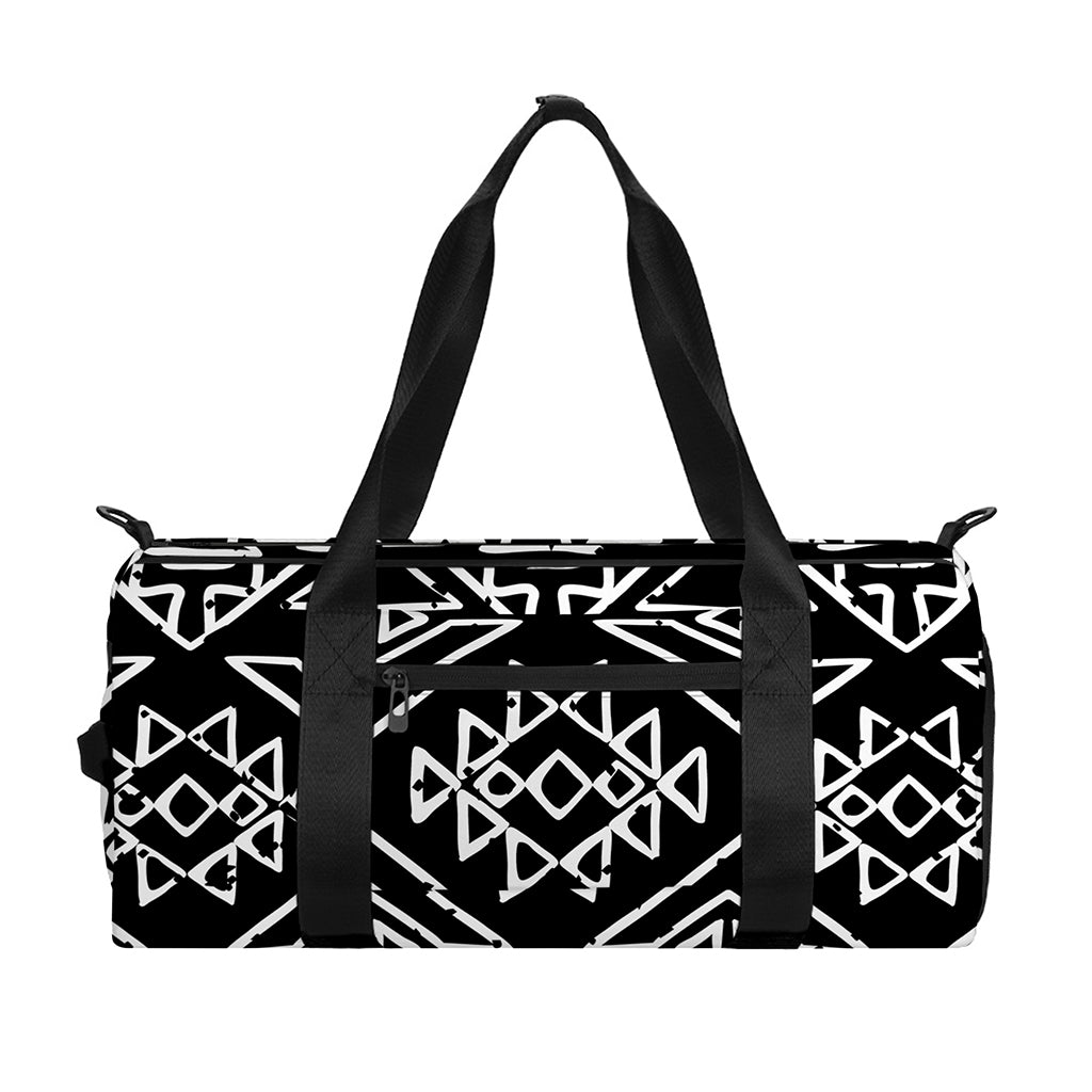Black Ethnic Aztec Pattern Print Gym Bag