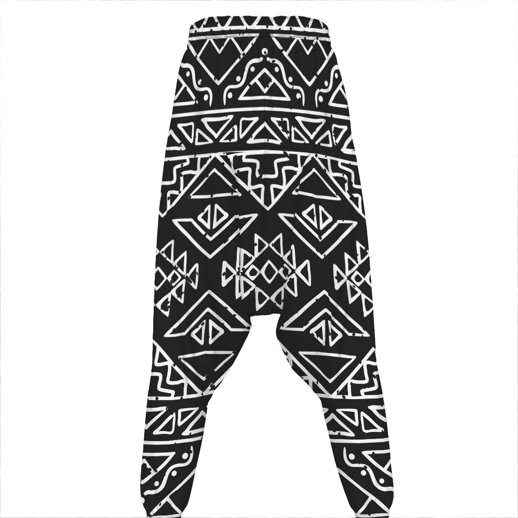 Black Ethnic Aztec Pattern Print Hammer Pants
