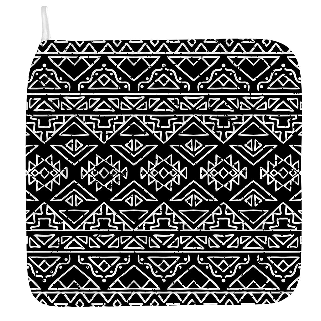 Black Ethnic Aztec Pattern Print Hand Towel