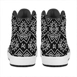 Black Ethnic Aztec Pattern Print High Top Leather Sneakers