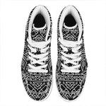 Black Ethnic Aztec Pattern Print High Top Leather Sneakers