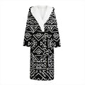 Black Ethnic Aztec Pattern Print Hooded Bathrobe