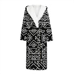 Black Ethnic Aztec Pattern Print Hooded Bathrobe