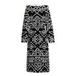 Black Ethnic Aztec Pattern Print Hooded Bathrobe