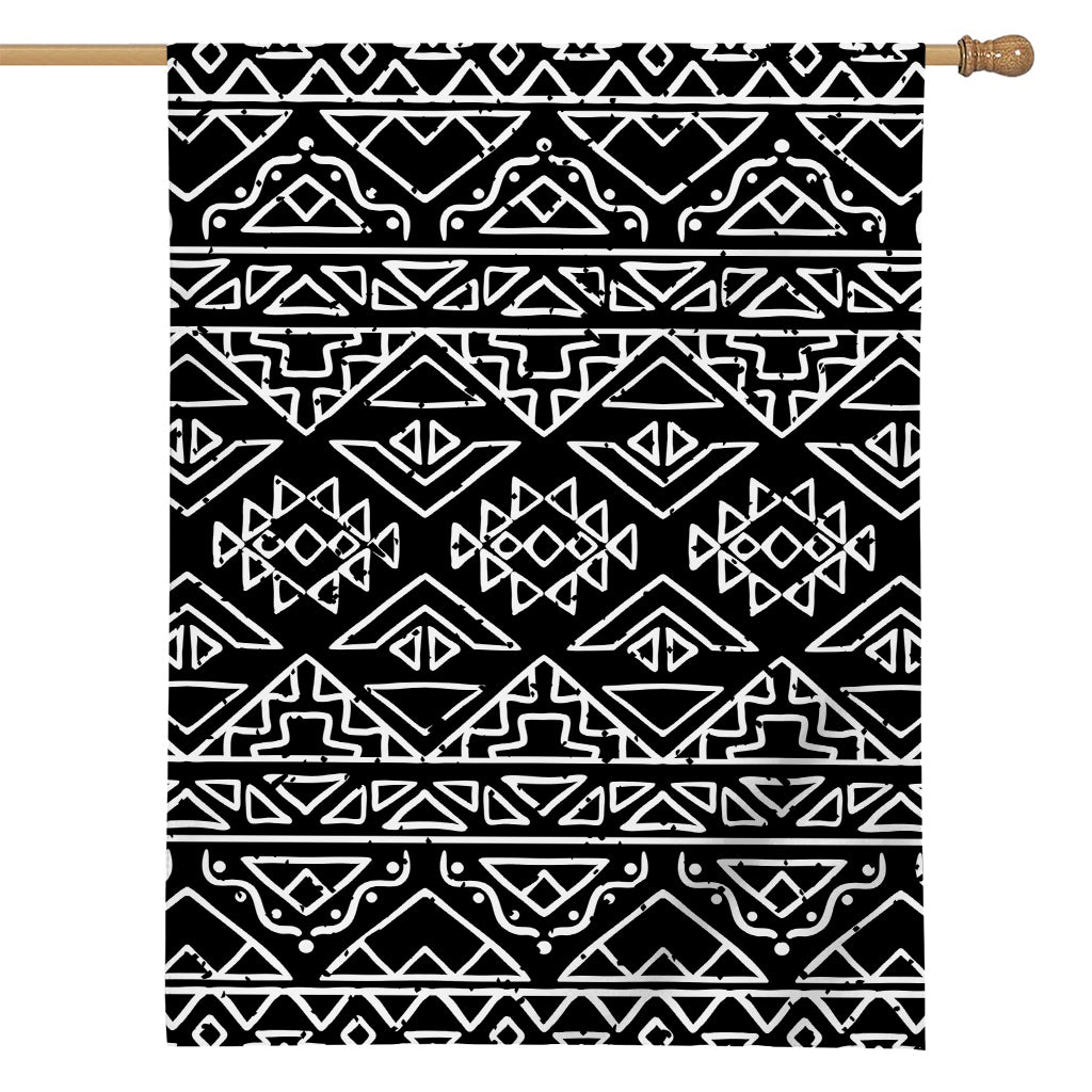 Black Ethnic Aztec Pattern Print House Flag