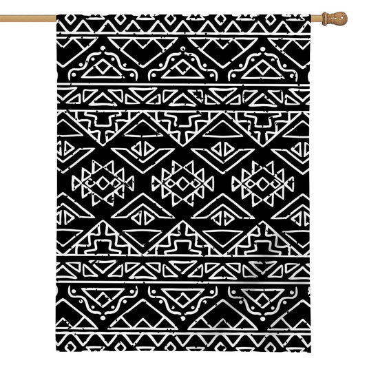 Black Ethnic Aztec Pattern Print House Flag
