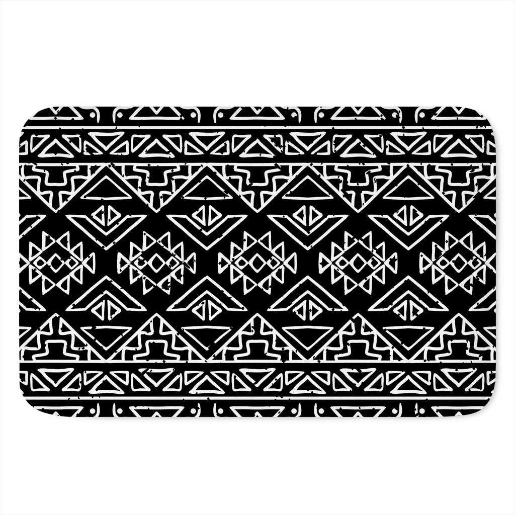 Black Ethnic Aztec Pattern Print Indoor Door Mat
