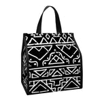 Black Ethnic Aztec Pattern Print Insulated Lunch Tote