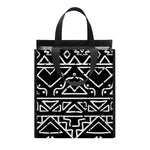 Black Ethnic Aztec Pattern Print Insulated Lunch Tote