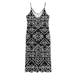 Black Ethnic Aztec Pattern Print Jersey Midi Cami Dress