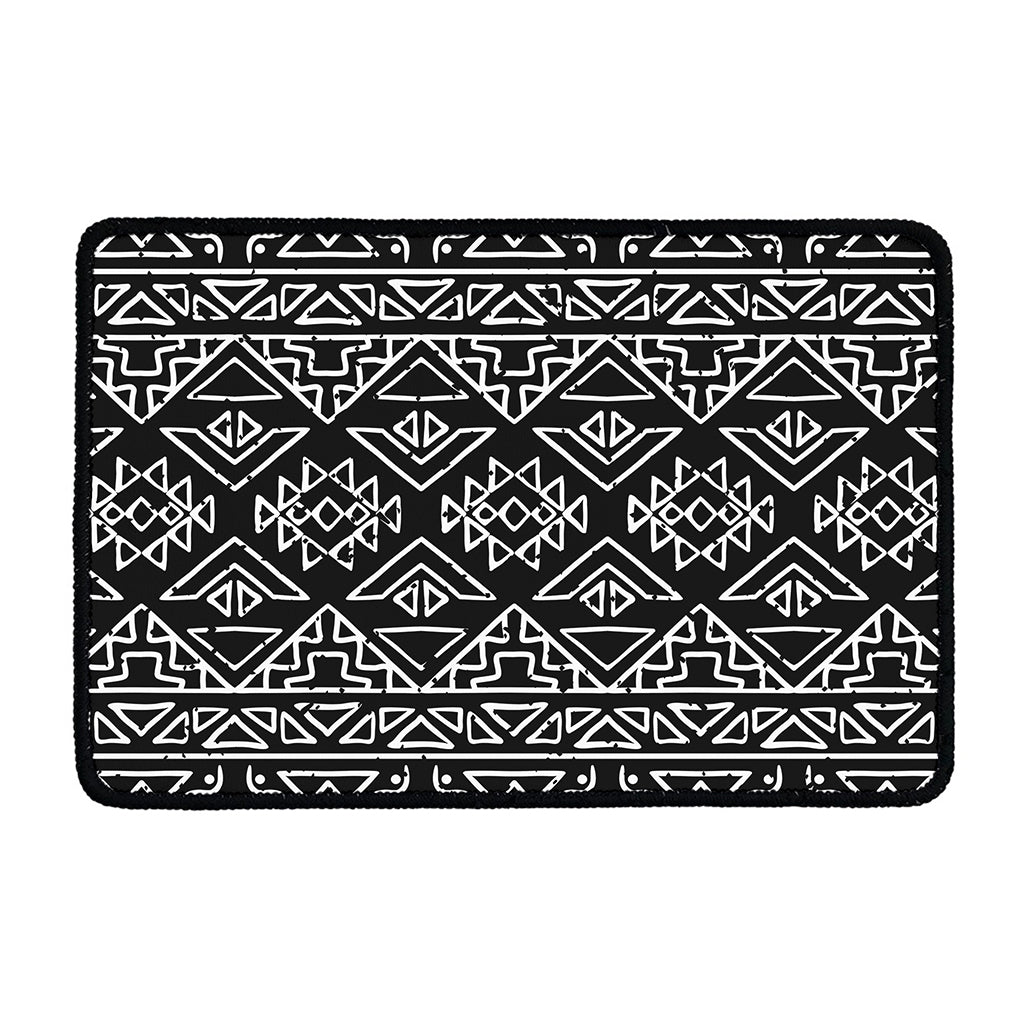 Black Ethnic Aztec Pattern Print Kitchen Mat