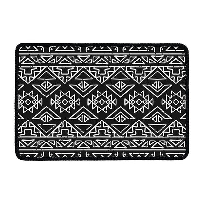 Black Ethnic Aztec Pattern Print Kitchen Mat