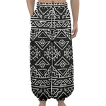 Black Ethnic Aztec Pattern Print Lantern Pants