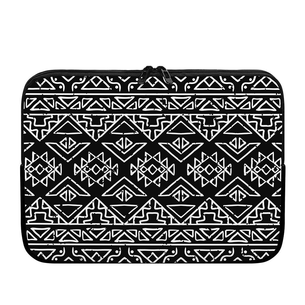 Black Ethnic Aztec Pattern Print Laptop Sleeve