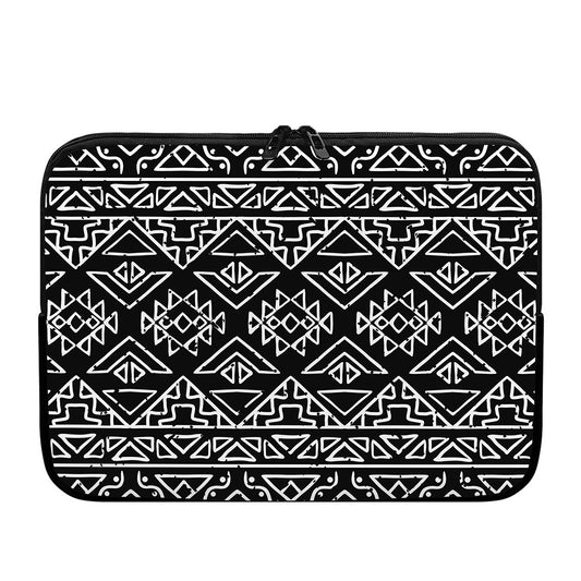 Black Ethnic Aztec Pattern Print Laptop Sleeve