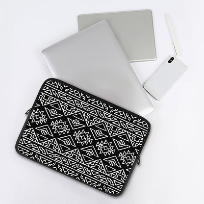Black Ethnic Aztec Pattern Print Laptop Sleeve
