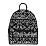 Black Ethnic Aztec Pattern Print Leather Backpack