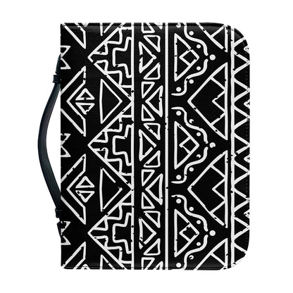 Black Ethnic Aztec Pattern Print Leather Bible Cover