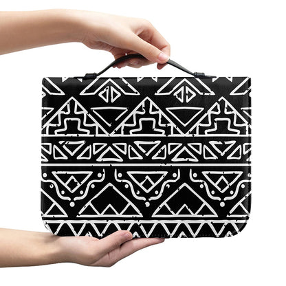 Black Ethnic Aztec Pattern Print Leather Bible Cover