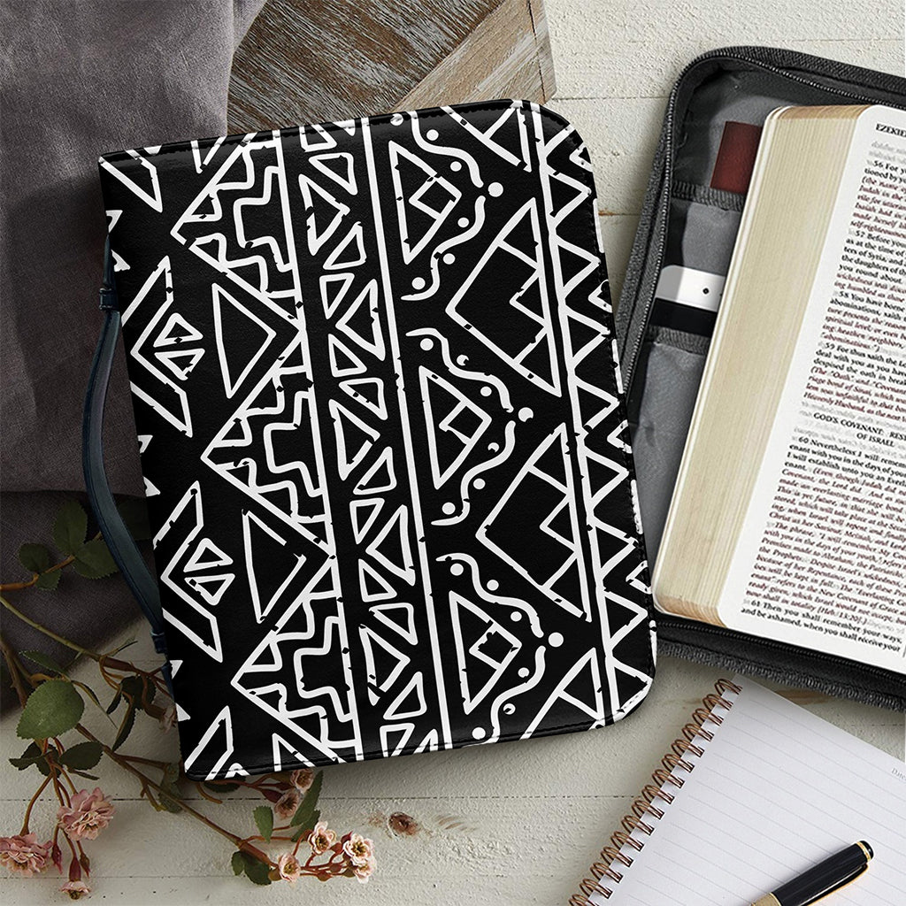 Black Ethnic Aztec Pattern Print Leather Bible Cover