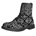 Black Ethnic Aztec Pattern Print Lace-Up Boots