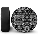 Black Ethnic Aztec Pattern Print Leather Spare Tire Cover