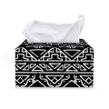 Black Ethnic Aztec Pattern Print Leather Tissue Box Cover