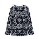 Black Ethnic Aztec Pattern Print Long Sleeve Short Coat