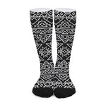 Black Ethnic Aztec Pattern Print Long Socks