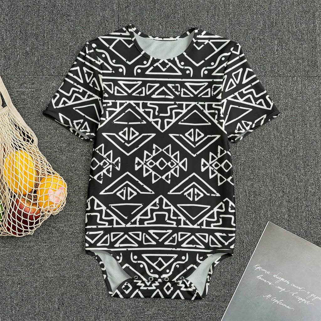 Black Ethnic Aztec Pattern Print Men's Bodysuit