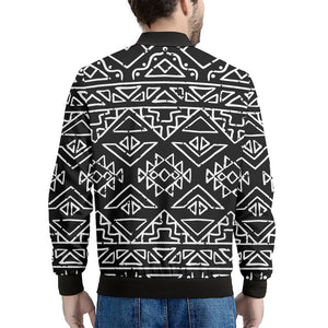 Black Ethnic Aztec Pattern Print Men's Bomber Jacket